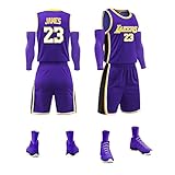 Kinder Jungen Mädchen Männer Erwachsene Lebron James # 23 LBJ LA Lakers Retro Basketball Trikots Sommer Anzüge Kits Top + Shorts 1 Set-purple-2XL
