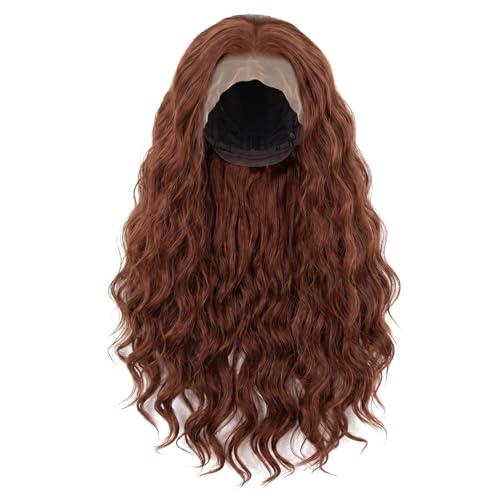 Perruque 13x4 lace front bouclée en cheveux humains gingembre et brun foncé 26 pouces