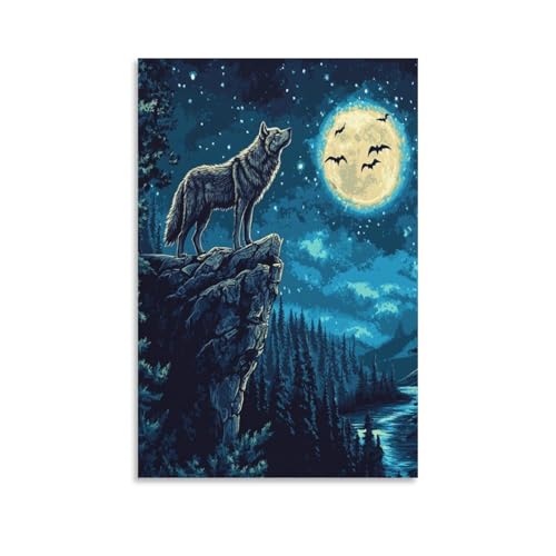Impression sur toile loup décoration murale résistante 50x75 cm