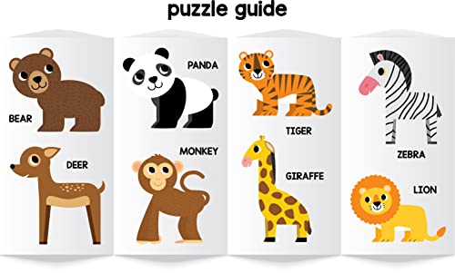 Image of Play Panda Magnetic Puzzles Jungle Animals 10 in 1 with 10 Magnetic Puzzles,Write&Wipe Magnetic Board,50+ GK Facts,Sketch Pen&Duster-Make Beautiful Magnetic Animals-Educational Toy for 3+