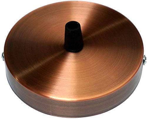Copper Ceiling Rose 100mm Metal Round Light Fitting Base 1 Outlet Pendant Holder Plate Vintage Industrial Style Ceiling Plate Fixture With 25mm Height Without Cord Grip for Hanging Lamps Chandeliers — image 1