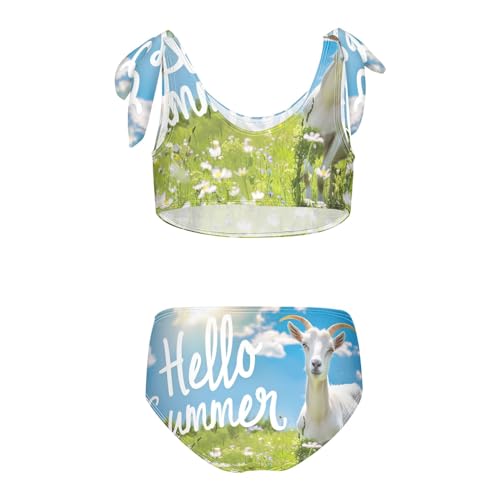 Girls' Bikini Set, Goat on The Green Summer Meadow Kids Swimsuit 2 Pcs Beach Bathing Suit2