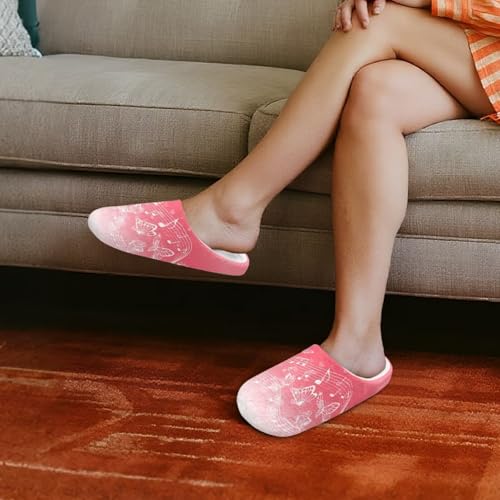 Jeiento Slippers for Women Warm Memory Foam Comfy Spa Slipper Indoor Outdoor ShoesMusic Note Pattern House Slippers with Anti Skid Sole2