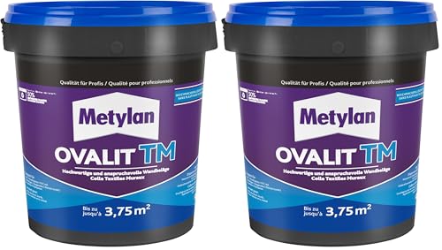 METYLAN Ovalit TM, Colle pour revêtements muraux, colle prête à l'emploi pour textiles muraux et toile de verre- Pot 750g (Lot de 2)