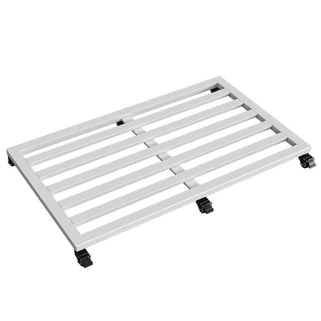 Bandeja de metal rodante para plantas con base extraíble para macetas y acuarios, accesorio de jardín blanco resistente de 60 x 100 cm, maceta fácil de mover con ruedas