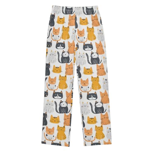 Pajama Bottoms, Cute Cats Pattern Pajamas Pant Lounge Wear Animal Sleep Long Pants Casual Sleepwear Pjs