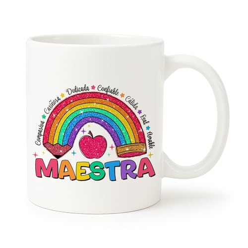 EKGJW Spanish Maestra Teacher Gifts Ceramic Coffee Mug 11 oz, Spanish Teacher Appreciation Thank You Gifts Coffee Cups Ceramic, Maestra Gift Mug for Women Home Office Work