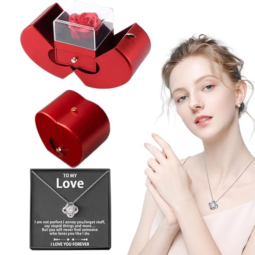 Rose artificielle éternelle rouge et son collier de fleurs haut de gamme