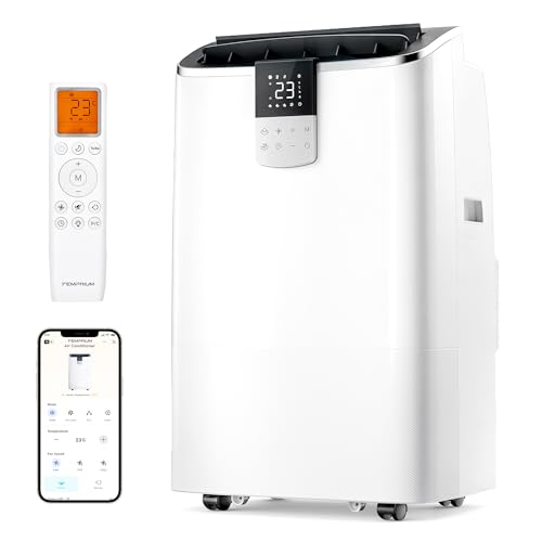 Temprium Mobile Klimaanlage 12000BTU mit Abluftschlauch | 4-in-1 Mobiles Klimagerät mit Fensterabdichtung | APP-Steuerung + Fernbedienung | Leiser Betrieb | 24h-Timer