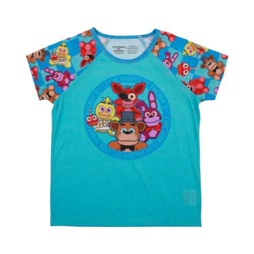 Bioworld Five Nights At Freddy's Character Print Youth Girl's Raglan T-shirt & Lounge Shorts Sleep Set2