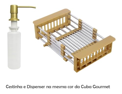 Cuba Gourmet Pia Dourada Inox 60x45 + Torneira monocomando