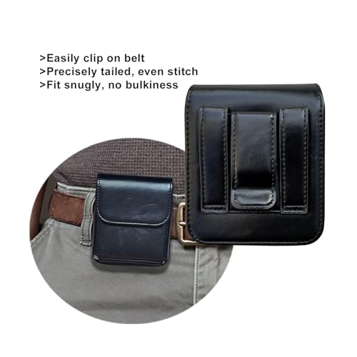 Maezar for Samsung Galaxy Z Flip 7 6 5 4 3 Belt Holster Phone Case, Leather Phone Pouch, Belt Clip Phone Holder for Motorola Razr + 2023 2024 2025, 40/50/60 Ultra, Razr 5G - Thumbnail 6