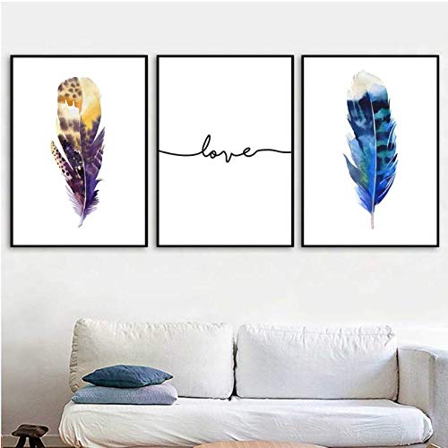 Citations Amour Aquarelle Plume Toile Peinture pour une décoration de chambre fille pleine de douceur