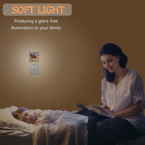 Image of YASHILAIYA Running Herd Horse Night Light,Plug-in Dusk to Dawn Sensor Nightlights for Bedroom Bathroom Hallway Stairs for Boys Girls