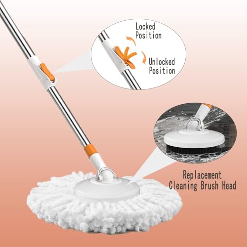 Image of Mop Stick Rod Only with Free Microfiber Refill | Adjustable Stainless Steel Spin Mop Rod | Pocha Stick for Floor Cleaning Home & Office