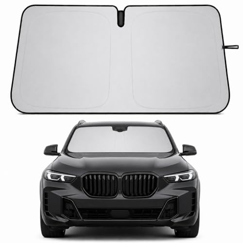 SHAOHAO [Mejorado] Parasol de Coche Compatible con BMW X5 G05 /BMW X6 G06 /BMW X7 G07 2018-2026 Protector Solar de Parabrisas Plegable Revestimiento Plata Anti-UV y Calor Accesorios