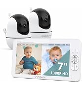 Monitor para bebés Babystar con 2 cámaras, monitor para bebés con video en pantalla dividida de 7 pulgadas y 1080P con lente gran angular incorporada...