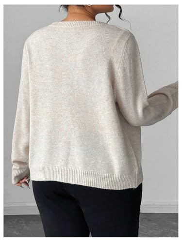 SHENHE Women's Plus Size Button Down Cardigan Lightweight Crew Neck Soft Knit Basic Sweater2