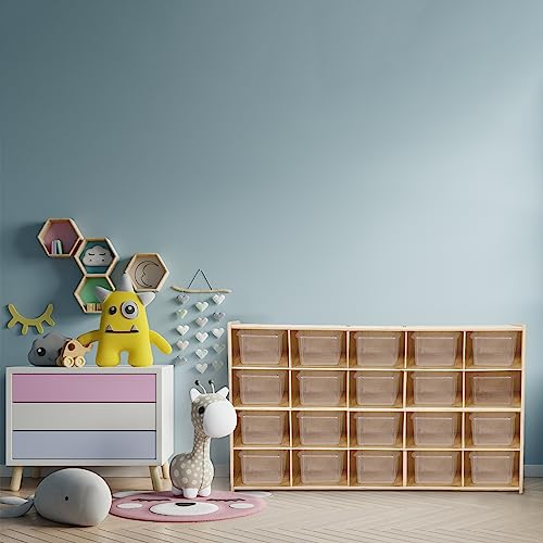 Contender Multi -Section Storage Cabinet with 20 Translucent Bins, Montessori Homeschool Toy And Craft Supplies Organizer, Greengaurd Certified [Fully Assembled] - Thumbnail 2