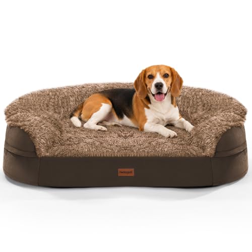 Image of 3.7 inch Thickened Orthopedic Dog Beds for Medium Dogs, Supportive Dog Sofa Bed with 28D Egg-Crate Foam, Removable Washable Plush Cover, Waterproof Lining, Half-Round Design for Puppy,Senior Dog
