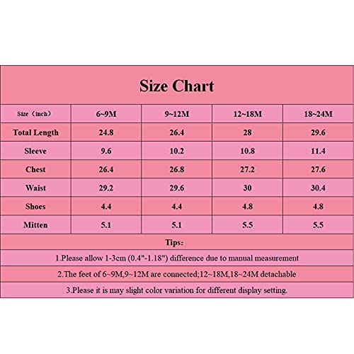 Tengoait Infants Girls Spring Fleece Pram Snow Suits Baby Boy Christmas Hooded Wearing Coat Unisex Baby Cartoon Mittens Onesie Winter Outwear Footie Pink For 12-18 Months M(10) #TOP5