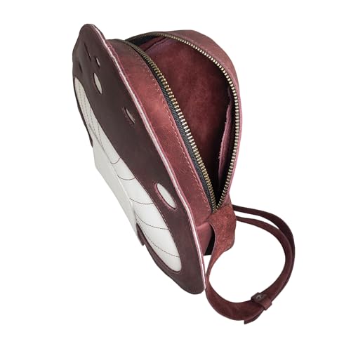 Mushroom-Shaped Shoulder Bag with Adjustable Strap, Crossbody Bag, Travel Bag, Messenger Bag, Full Grain Leather, Handmade, Sangria4