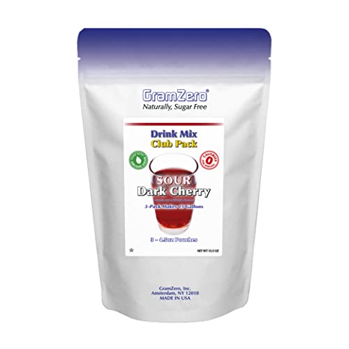 GramZero Sour Dark Cherry Zero Calorie Sugar Free Drink Mix, Great For Nutrition Club Loaded Tea, Stevia Sweetened