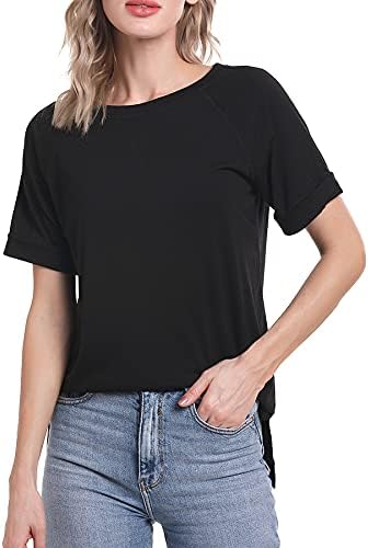 Womens T Shirts Short Sleeve Crewneck Casual Tops Basic Tee Color Block Side Split T-Shirt Womens T Shirts Short Sleeve Crewneck Casual Tops Basic Tee Color Block Side Split T-Shirt