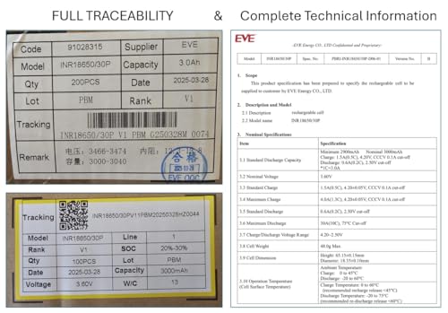 EVE 30P - 3000mAh - 30A - 18650 Flat Top Type - Ultra High Performance, Vape Suitable Rechargeable Battery, Suitable for the most demanding applications + Storage Case - Image 2