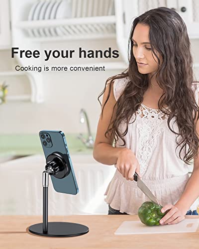 Ewa Magnetic Phone Stand, 360°Rotation Adjustable Cell Phone Stand For Desk/Nightstand/Office, Hands-Free Metal Magnetic Phone Holder Stand, Compatible With Iphone 14/13/12 Series/Magsafe Case, Black #TOP6