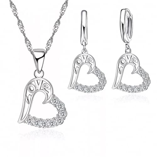 Colliers et boucles d'oreilles 925 en cristal blanc éclatant pour femme