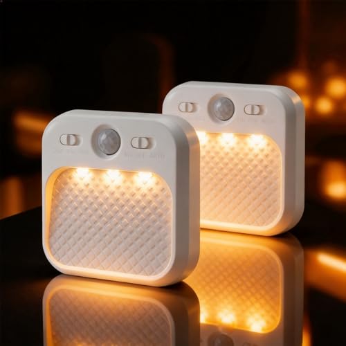 Led Night Light with Motion Detector 2 Pack, Cabinet Light Dimmable with Timer Function, Staircase Lighting 3 Color Temperature 3000/4500/6000K, Hallway Light Rechargeable 600mAh for Children's R...