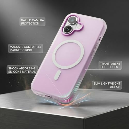 Image of amazon basics Luxury MagSafe Compatible Magnetic Case for iPhone 17 | Soft Touch Matte Pastel Finish | Shockproof Back Cover with Camera Protection (Purple)