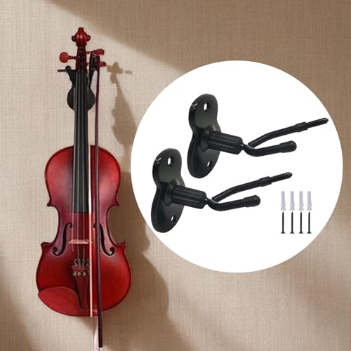 Weqizuerqi Soporte de pared para violín | 2 soportes para violín con soporte para, soporte de exhibición de instrumentos de cuerda que ahorra espacio para el hogar, estudio, sala de música - imagen 3