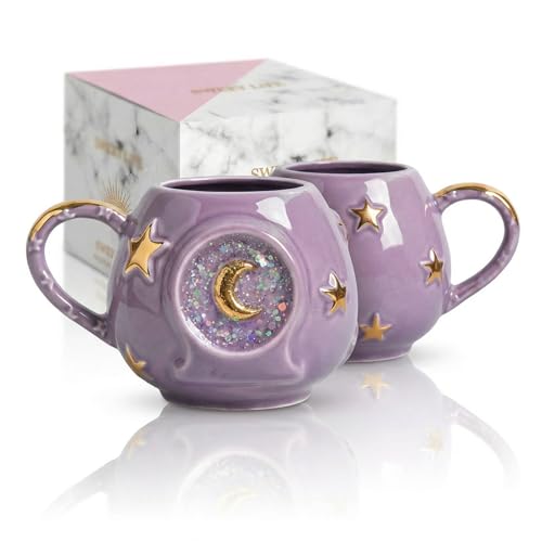 Handmade Coffee Cup with Tarot Star Design (Purple)