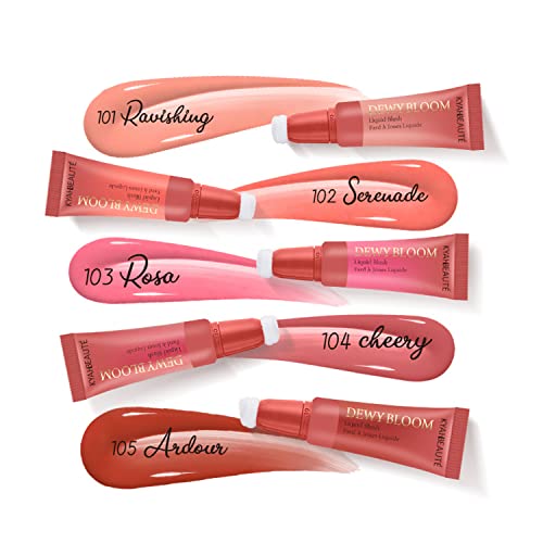 Liquid Blush Makeup Wand, Soft Cream Liquid Blush With Cushion Applicator, Cream Blush For Cheeks, Face, Lip, Natural-Looking, Dewy Finish, Highly Pigmented, Easily Blendable, Weightless, Long-Wearing (#104 Cheery) #TOP7