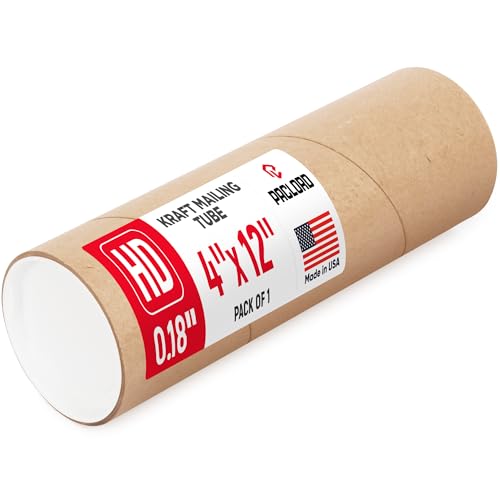 Tube d'expédition en carton robuste 10,2x30,5 cm lot de 1 tube de transport avec bouchons amovibles