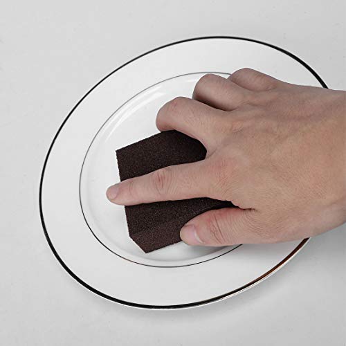 Image of uxcell 8pcs Scouring Pads Non-Scratch Scouring Sponge Scrub Pads 4 inch x 2.8 inch For Scouring Kitchens, Dishwashing, Brown