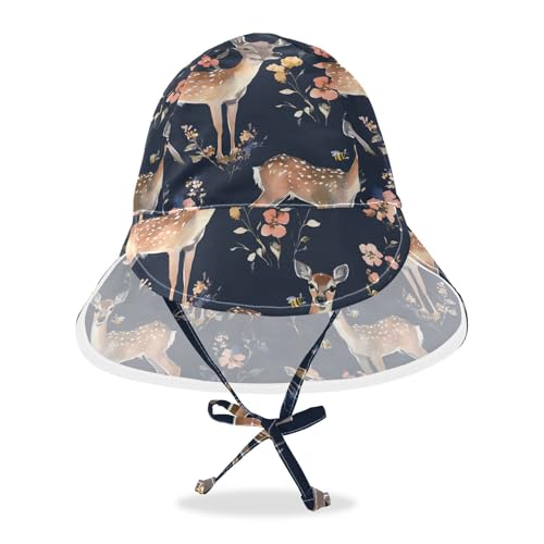 Aesthetic Northern Birds Sage Green Kid Beach Hat Baby Boys' Play Hats Girls' UPF 50+ Protection Adjustable Essentials