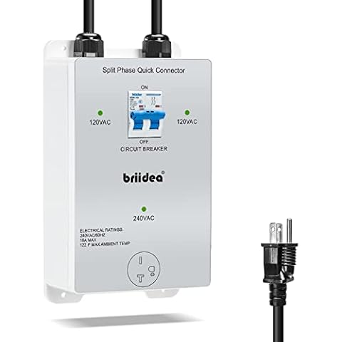 110V to 220V Quick Connectors, Briidea DIY 220-240V Power Supply from Two 110/120V AC Circuits, 220V 15AC Output Outlet, Charge The Car (GFCI Outlet Circuit Tester Included) Cover