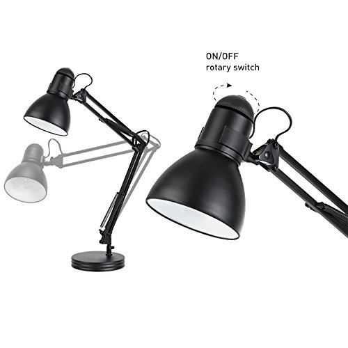 Globe Electric 5698601 28" Heavy Base Top Moving Spring Balanced Swing Arm Desk Lamp, Black, On/Off Rotary Switch On Shade, Home Office Accessories, Lamp For Bedroom, Home Décor, Home Improvement #TOP4