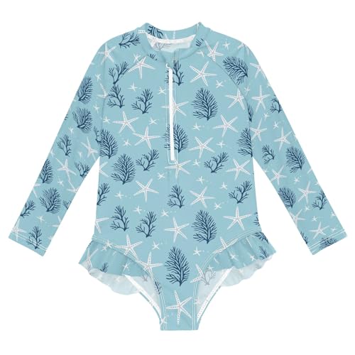 Traje de baño de una pieza para niñas de 3 a 12 años elástico bañador playa Coral Starfish