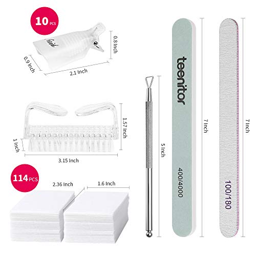 image for Teenitor gel nail remover kit with10pcs Gel Clip Remover, Brush for Na