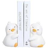 Designer Original Adorable Cartoon Hug Ducks Bookends - Valentines Day Gifts for Kids Creative Resin Book Holders for Home Office Desk, Cute Decorative Book Ends to Organize and Beautify Your Shelves