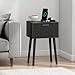 LAATOOREE Nightstands Set of 2, Small Side Table, Bedside Table with Fluted Door, Solid Wood Feet; Modern Mid-Century End Table for Bedroom, Small Space (Black)