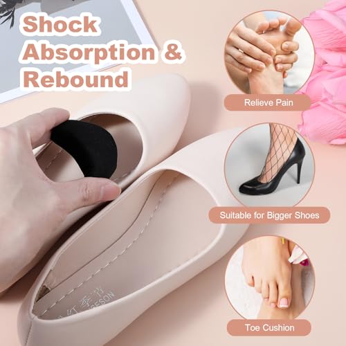 Image of 3 Pair Shoe Filler for Too Big Shoes Women, Soft Toe Filler Inserts Adjustable Shoe Filler Big Toe Plug Foot Brace Shoe Pads Toe Cushions for High Heels Pumps Flats Sneakers (Black)
