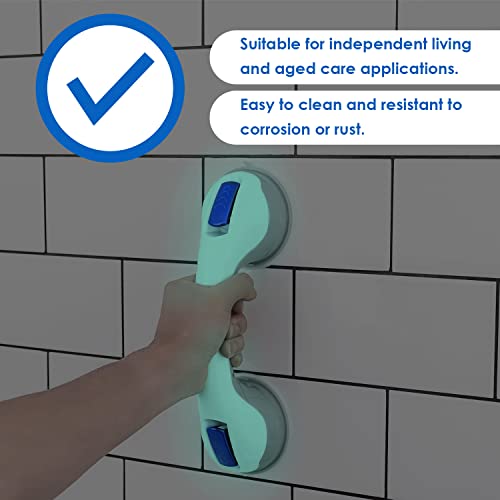 Evekare - 15.8-Inch Portable Grab Bar | Suction Support Bars | Shower Safety Handles For Elderly And Disabled | Suction Cup Grab Bars For Bathtubs And Showers | Abs Plastic | Night Glow #TOP4