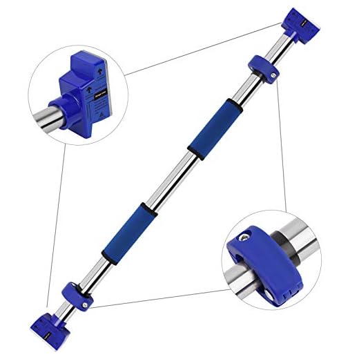 AhfuLife Pull Up Bar, Chin Up Bar for Doorway No Screws, Upper Body Workout Bar with Safety Locking Catch, Heavy Duty Home Fitness Door Exercise Bar, Adjustable 28.3''-37.8'' Width & 400 lbs (Blue)