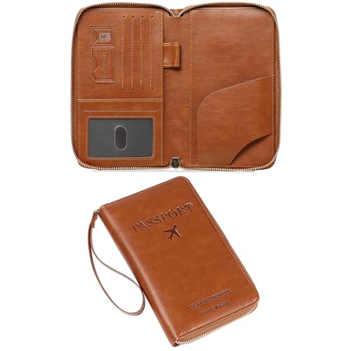 LEEXTON Leather RFID Blocking Passport Holder Travel Wallet, Passport Cover/Travel Wallet for Women/Men with