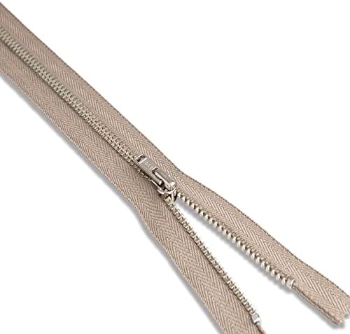 ANAKOR 7" Nickel Pant Zipper - Khaki- Non-Separating (Closed-end) Zipper- 1PCS image 2